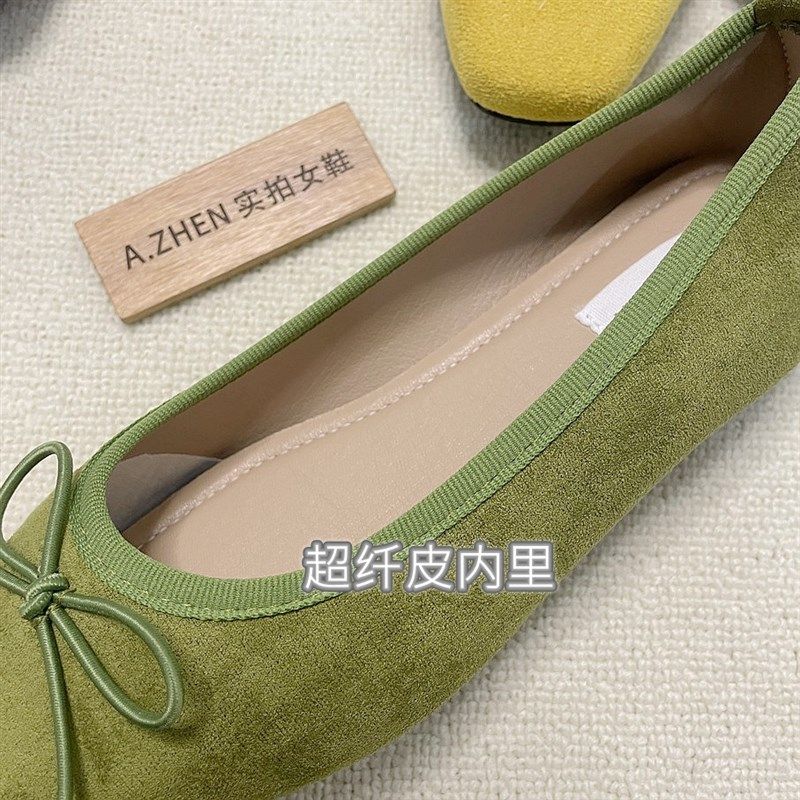 多巴胺单鞋女法兰绒小方头网红温柔平底蝴蝶结浅口平底鞋显瘦软底,淘宝优惠券,粉丝福利购,淘宝优惠卷
