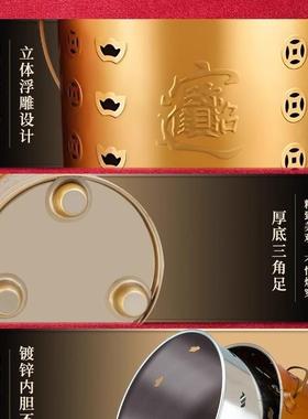 加厚不锈钢烧金纸桶家用室内外锡箔元宝经铁桶聚宝盆焚化烧钱炉