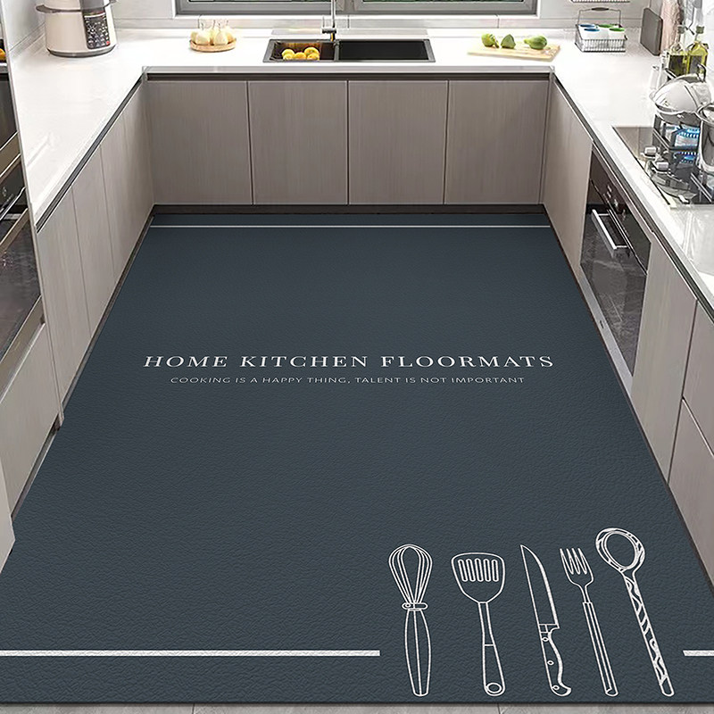 Full kitchen floor mats, non-slip, oil-proof and waterproof, home door mats, PVC door mats, wipe-free and washable leather carpets