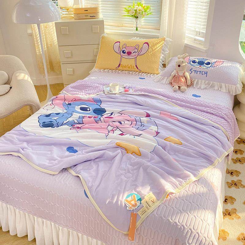 A类卡通史迪仔冰丝乳胶凉席夏凉被四件套床裙床盖款空调被豆豆被,淘宝优惠券,粉丝福利购,淘宝优惠卷