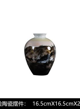 中创意手面绘喜鹊花器花瓶装饰式摆件样板房间酒店桌新艺QY-530术