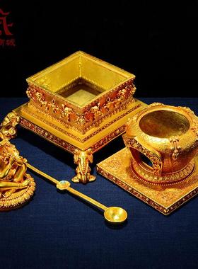 精工铜花护雕摩炉香 全鎏煨MYW桑炉 室内金家用中式风格摆件 客厅