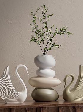 高级感设计艺术鹅摆姹寂风客厅件师玄关电视天柜复YZ202404古摆设