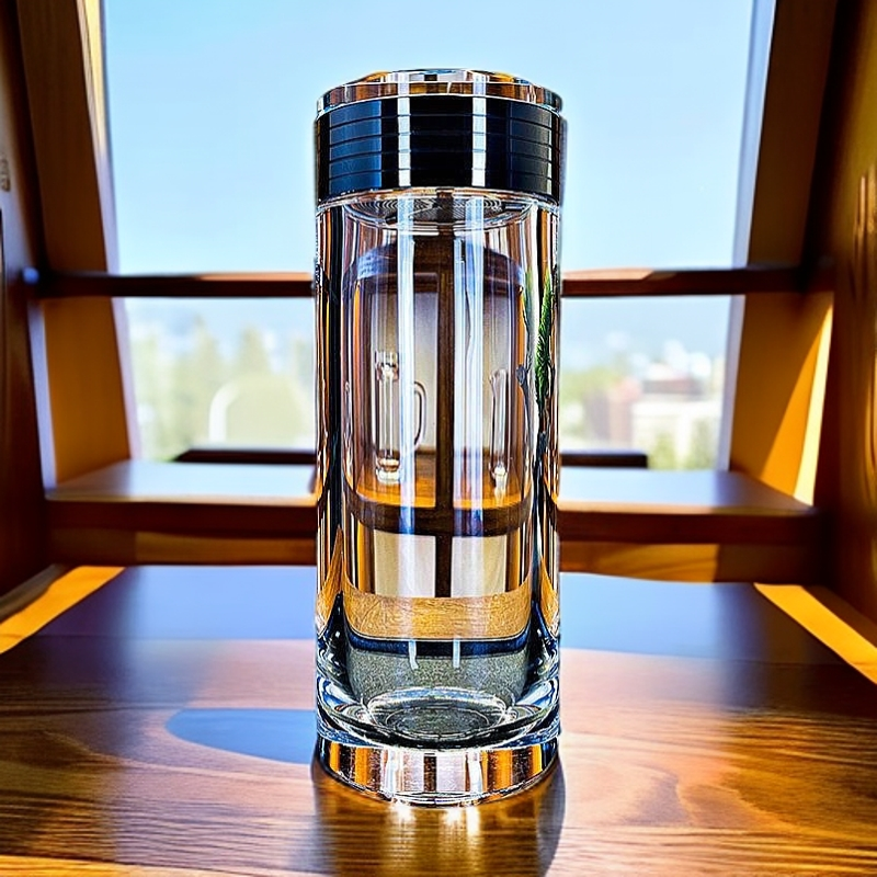 原矿水晶杯子男士密封泡茶杯办公会议杯车载杯高端水晶玻璃杯定制 - 图0