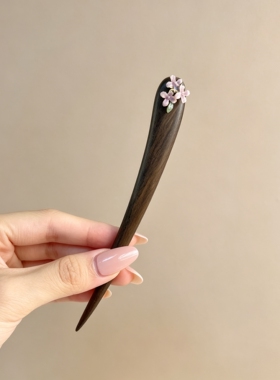 新中式短簪桂花大叶木制发簪发饰