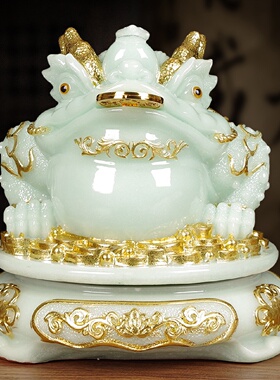 玉石招财金蟾摆件三足蟾蜍公司办公室桌店铺开业乔迁新居商务礼品