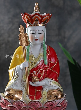 陶瓷地藏王菩萨娑婆三圣佛像摆件家居玄关禅意镇宅摆件