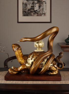 黄铜玄武摆件龟蛇客厅玄关摆设办公室装饰品公司店铺乔迁开业礼品