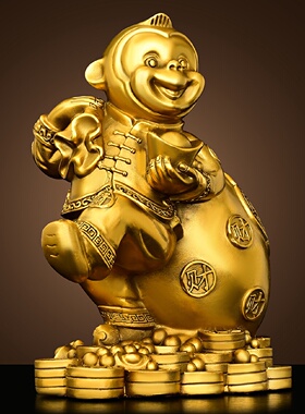 全黄铜猴子摆件十二生肖12金属猴金福猴家居工艺品桌面装饰礼品纯