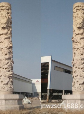 济宁石雕龙柱文化柱图片石头造景观柱文化柱价格及厂家