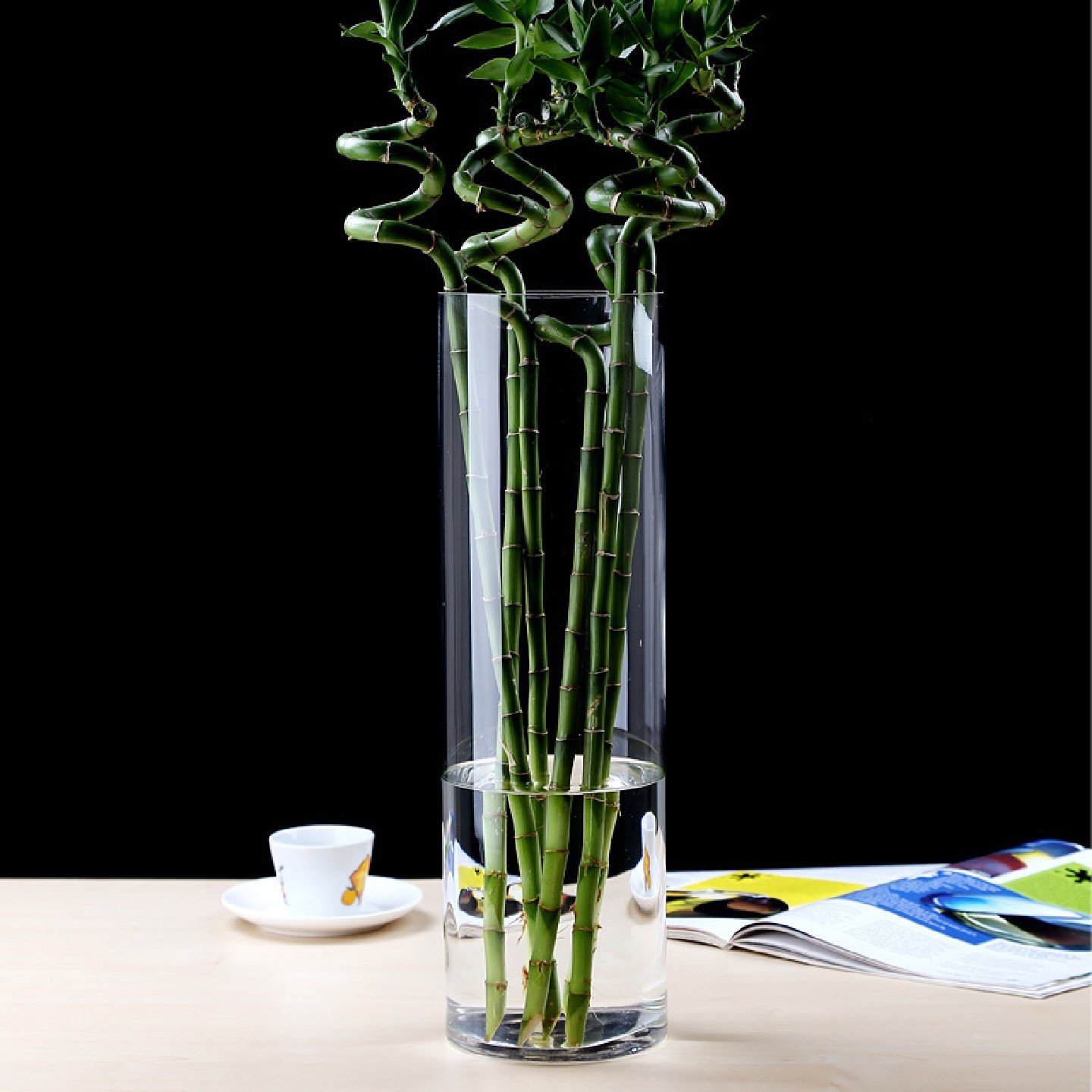 富贵竹花瓶玻璃透明特大号落地直筒花瓶圆形鱼缸酒店家居插花装饰,淘宝优惠券,粉丝福利购,淘宝优惠卷
