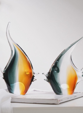 招财鱼装饰品热带鱼琉璃摆件简约客厅样板房玄关电视柜摆设工艺品