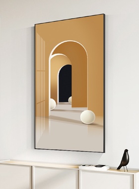 北欧现代ins风玄关建筑装饰画餐厅酒店大厅挂画简约抽象过道壁画