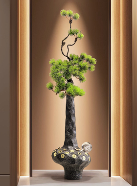 入户玄关细长竖高陶瓷花瓶客厅电视柜石来运转高级艺术感个性摆件