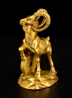 纯黄铜羊摆件家居装饰品生肖羊属羊摆设金钱羊铜工艺品商务礼品