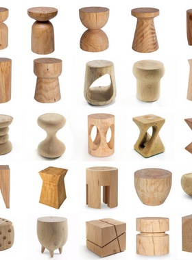 茶几简约实木凳子原木木墩子创意角几根雕圆凳子边几民宿摆件树桩