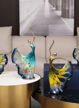 纯铜舞者舞蹈摆件古风女孩客厅玄关装饰品轻奢高档工艺品结婚礼物