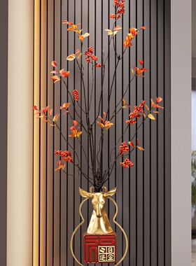 招财鹿入户玄关装饰摆件客厅电视柜壁龛仿真花艺搬家乔迁新居礼物