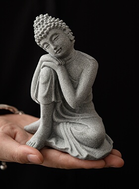 青砂石禅意沉思佛佛陀创意微景观鱼缸造景花卉盆景客厅佛像摆件