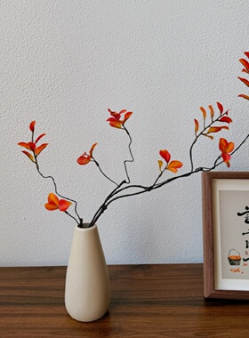 小众高级感陶瓷花瓶侘寂风仿真花树叶家居客厅电视柜花器装饰摆件