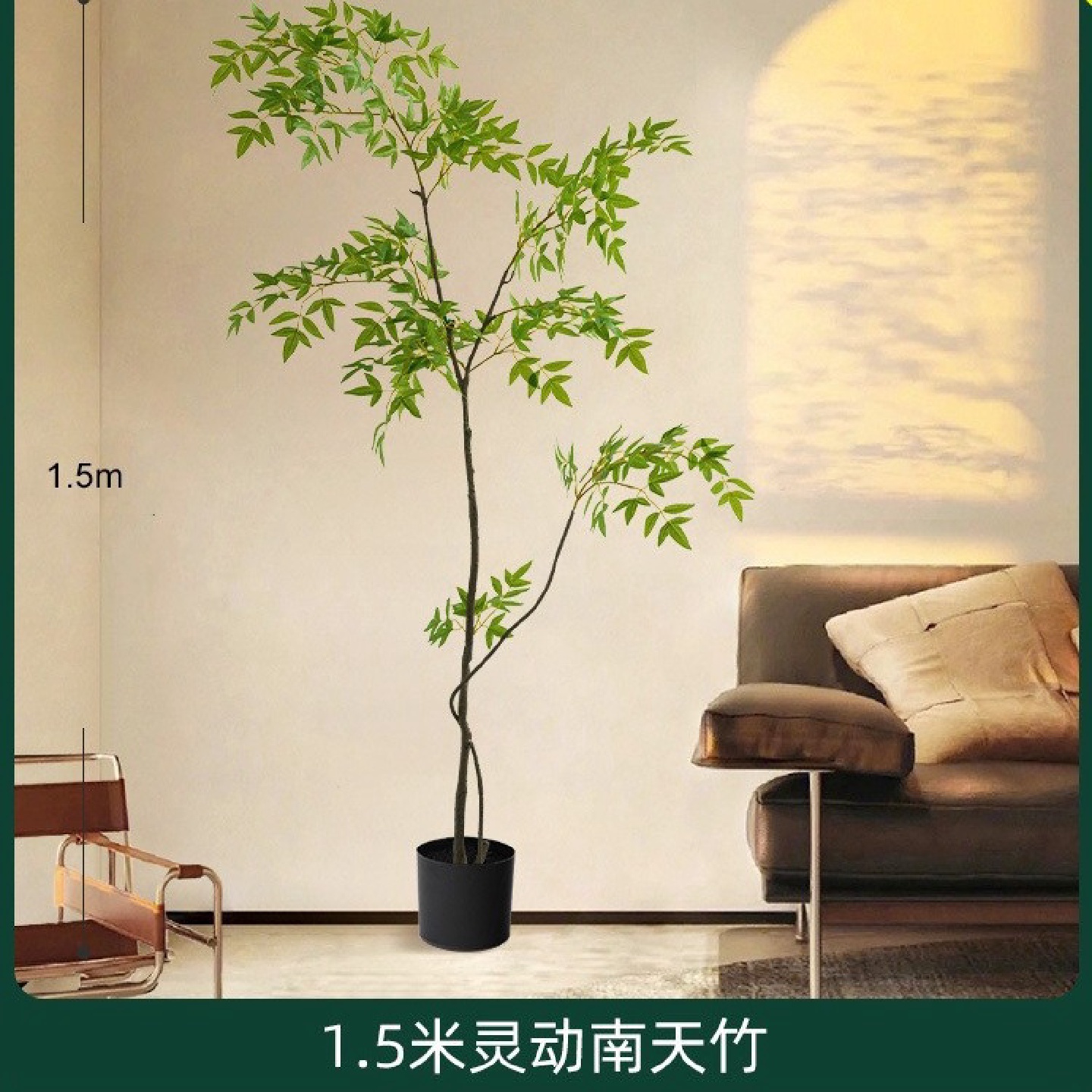 仿真植物南天竹落地盆栽室内大型仿生绿植摆件客厅轻奢装饰花假树 - 图1