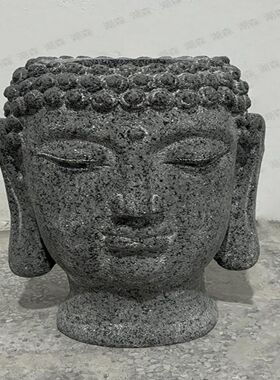 新中式佛头摆件别墅玄关客厅家居庭院佛系像装饰品会所造景花盆器