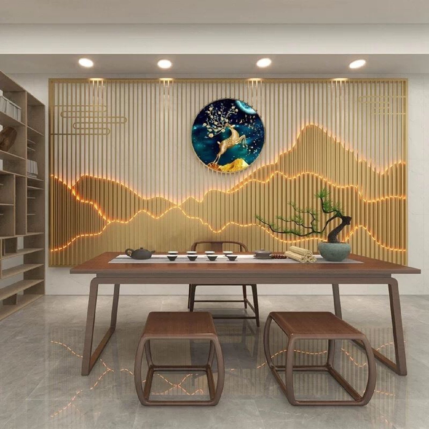 轻奢不锈钢屏风隔断雕花格假山玻璃新中式古铜电镀客厅背景墙定制,淘宝优惠券,粉丝福利购,淘宝优惠卷