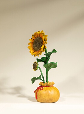全黄铜向日葵摆件向阳而生创意桌面书房家居装饰高档餐桌生日礼物