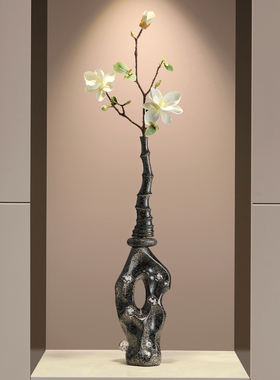 中古风摆件入户玄关细长竖高级感花瓶插仿真花客厅壁龛乔迁装饰品