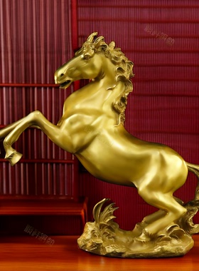 铜马摆件风水招财马到成功纯黄铜家居饰品客厅办公室大号立马发财