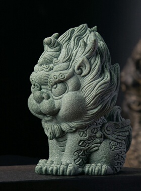 青砂石招财小麒麟貔貅摆件茶桌精品国潮可养茶宠盆景鱼缸石头造景