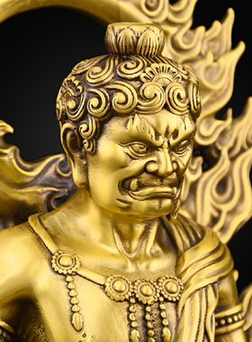 黄铜不动尊菩萨不动明王佛像摆件属鸡本命佛不动金刚无动尊雕像