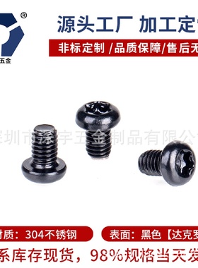 PM3x43x16黑色圆头梅花防盗螺丝304不锈钢GB2672盐雾耐腐蚀防锈
