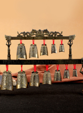 聚缘阁中式合金演奏乐器仿古双层编钟模型摆件工艺品婚庆影视道具