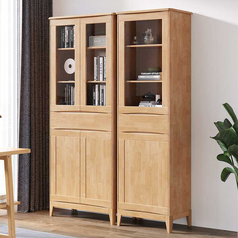 实木书柜客厅落地藤编书架现代书房组合书橱北欧展示柜收纳展示,淘宝优惠券,粉丝福利购,淘宝优惠卷