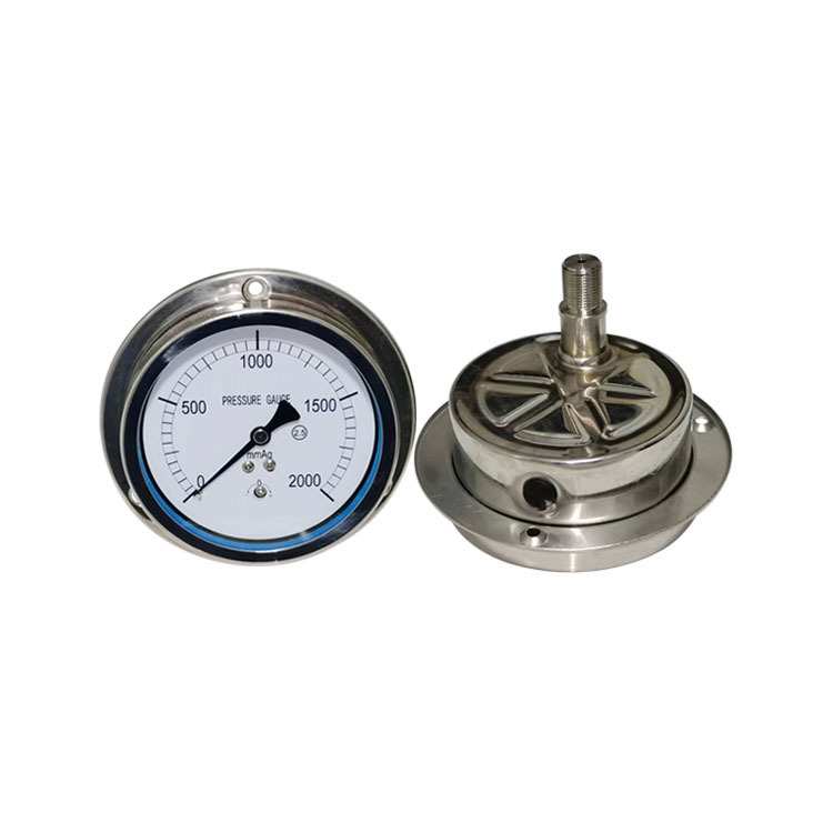 供全钢膜盒微压表轴向带前边不锈钢压力表法兰YEBF100ZT 2000mmAq - 图3