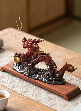 精品新中式祥龙戏珠陶瓷生肖龙摆件家居开业乔迁办公室玄关装饰品