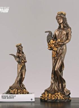 欧式财富女神开业礼品摆件办公室店铺开店送礼创意家居装饰品