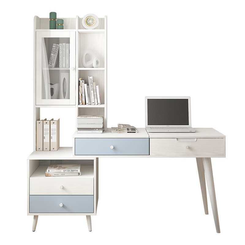 书桌一体桌组合台式电脑桌带妆台多功能书架旋转学习办公书桌,淘宝优惠券,粉丝福利购,淘宝优惠卷
