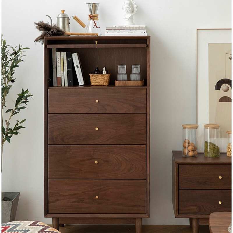 全实木黑胡桃木五斗柜北欧卧室五斗橱现代简樱桃木储物柜收纳柜 - 图1