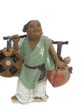 石湾公仔中式家居装饰品客厅书房摆件陶瓷人物送礼小财神招财童子