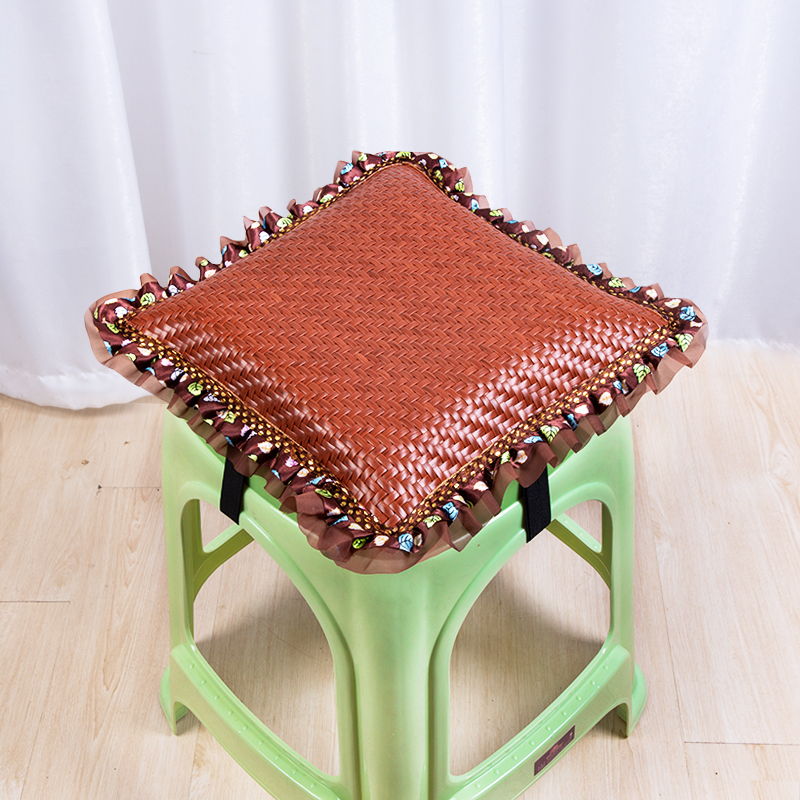 服装厂员工坐垫塑料凳子透气海绵凉垫竹垫藤席坐垫工厂长方形椅垫 - 图0