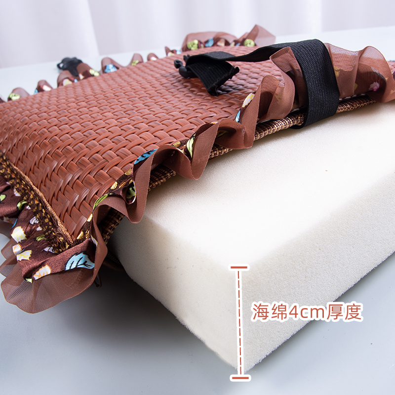 服装厂员工坐垫塑料凳子透气海绵凉垫竹垫藤席坐垫工厂长方形椅垫 - 图1