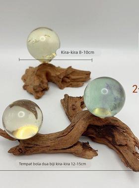 水晶球底座 天然风化木球座实木原木球形支架 办公室家居时尚摆件