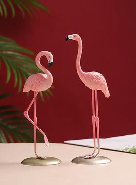 网红ins风火烈鸟摆件创意轻奢客厅桌面装饰品玄关电视柜酒柜摆设