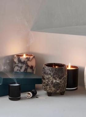 DoDo北欧轻奢大理石香薰烛台法式高档桌面装饰笔筒摆件首饰收纳盒