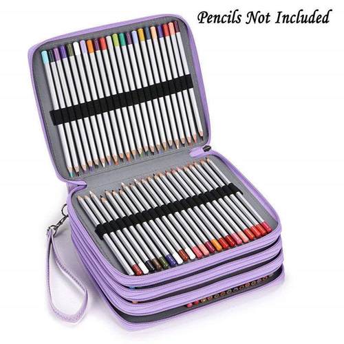168孔男女美术生笔帘皮质笔袋彩铅收纳包素描插笔袋笔套大容量盒 - 图0