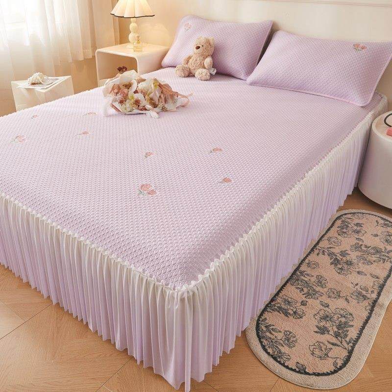 夏日清凉感觉冰豆床裙式垫三件套高端公主床罩空调垫冰丝绸垫裙,淘宝优惠券,粉丝福利购,淘宝优惠卷