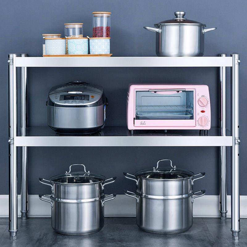 不锈钢厨房置物架落地3多2层微波炉收纳储物货架家用整理放锅架子,淘宝优惠券,粉丝福利购,淘宝优惠卷