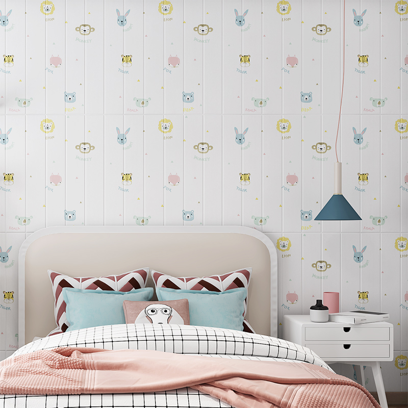 儿童房卡通动物自粘d立体墙贴卧室墙纸幼儿园墙裙防撞护墙板墙围 - 图1